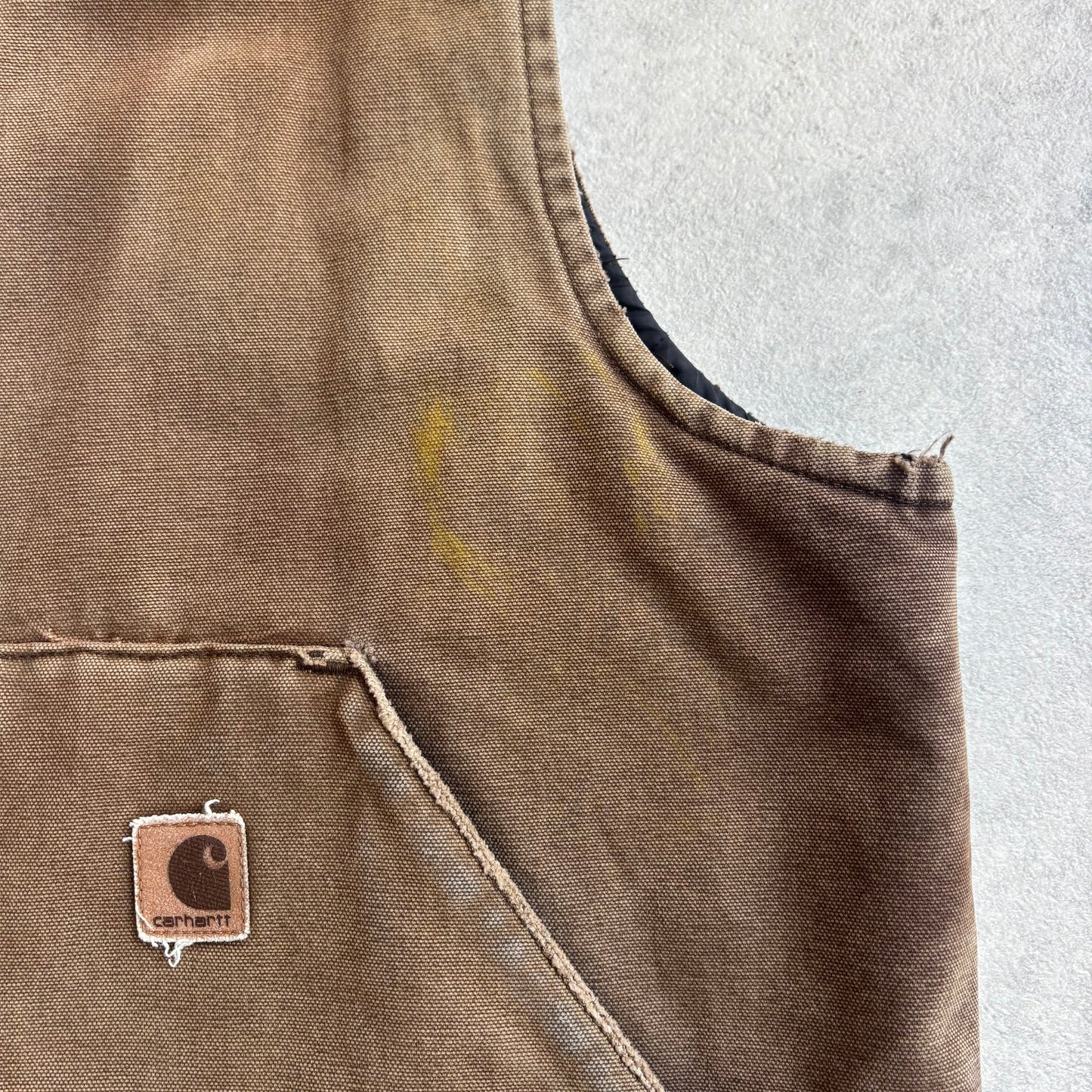 Vintage Distressed Made In USA Carhartt Vest Brown XL
