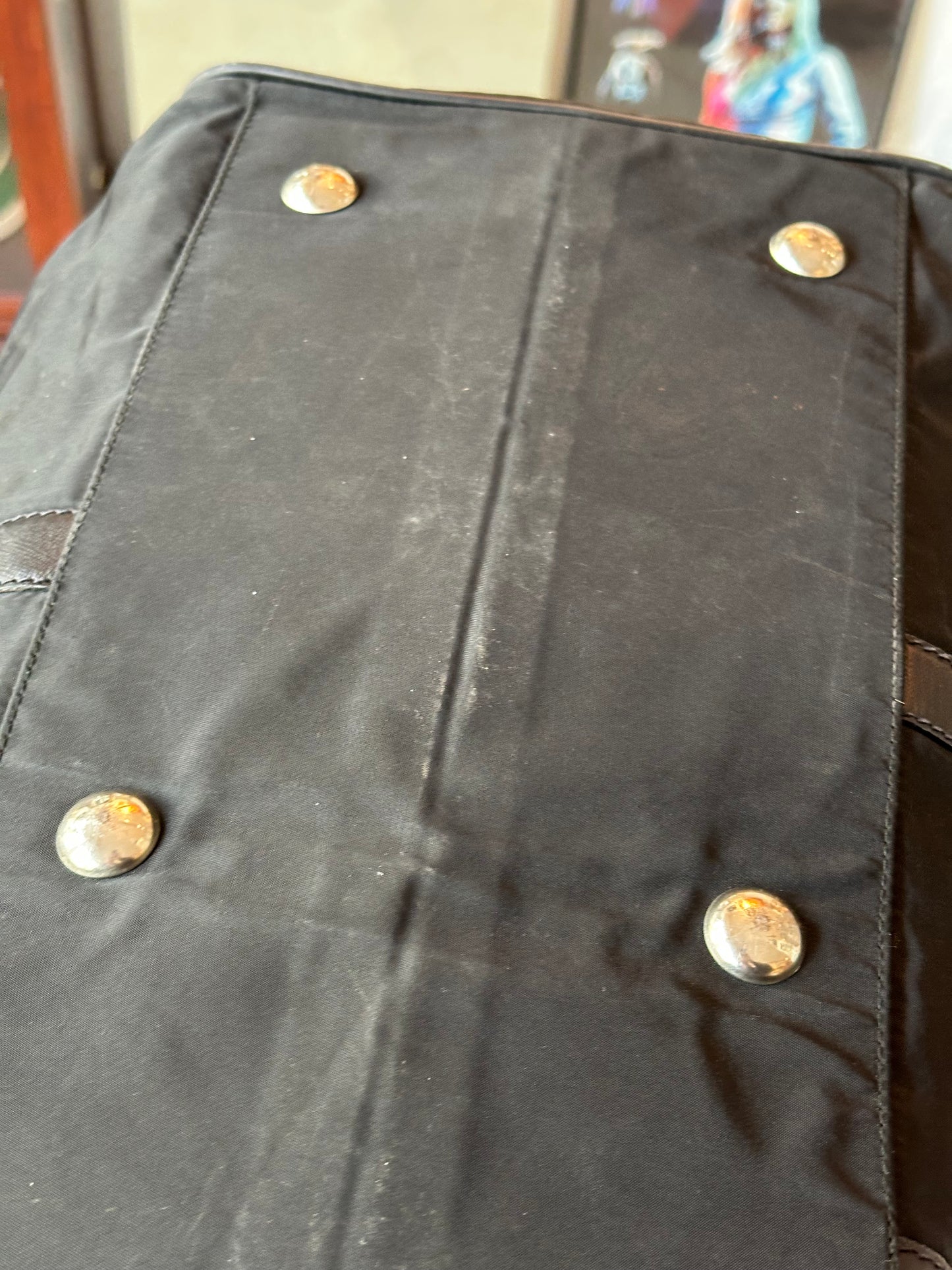 Prada Black Nylon and Leather Duffle Bag Black