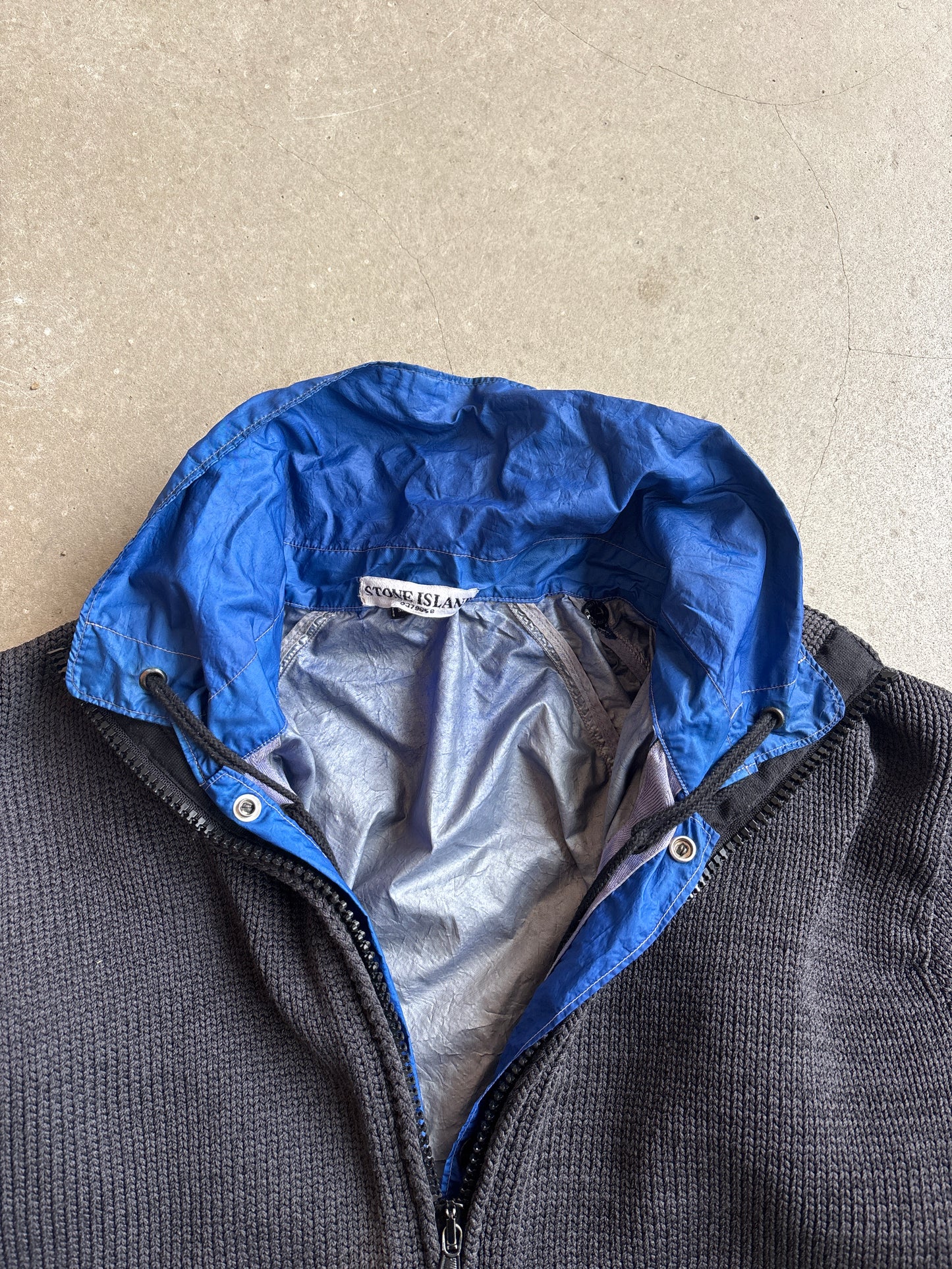 Stone Island Knitted Grey & Blue Nylon Jacket L