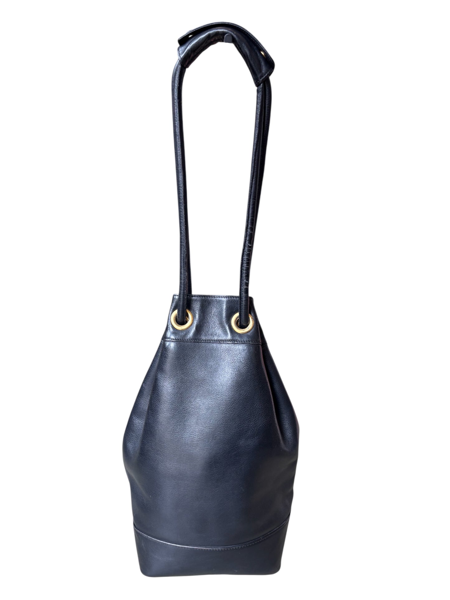 Versace Leather Drawstring Bucket Bag
