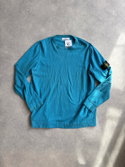 Stone Island Cotton Crewneck Knit Sweater Tropical Blue XXL