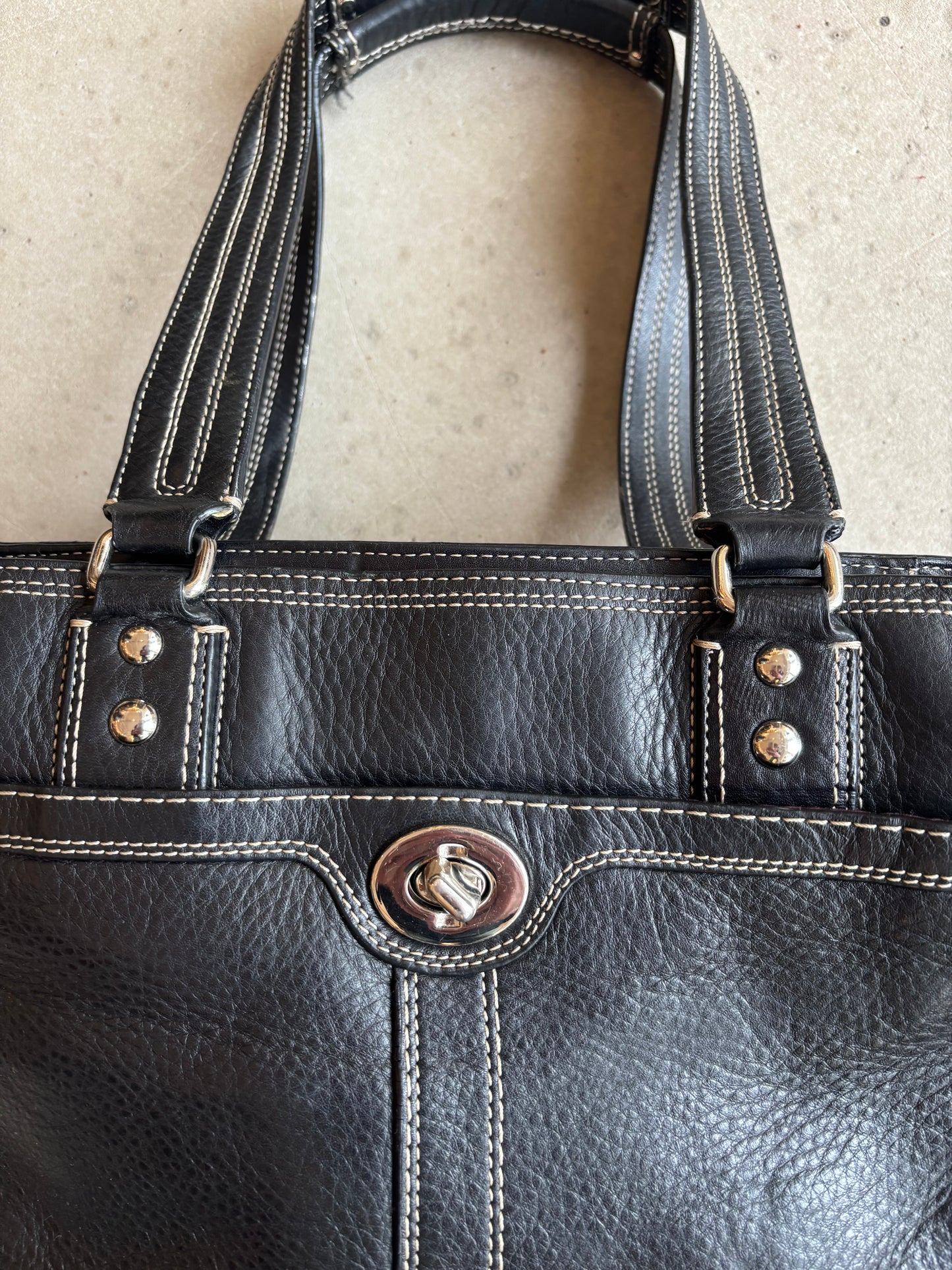 Coach Hamilton Pebbled Leather Tote Black