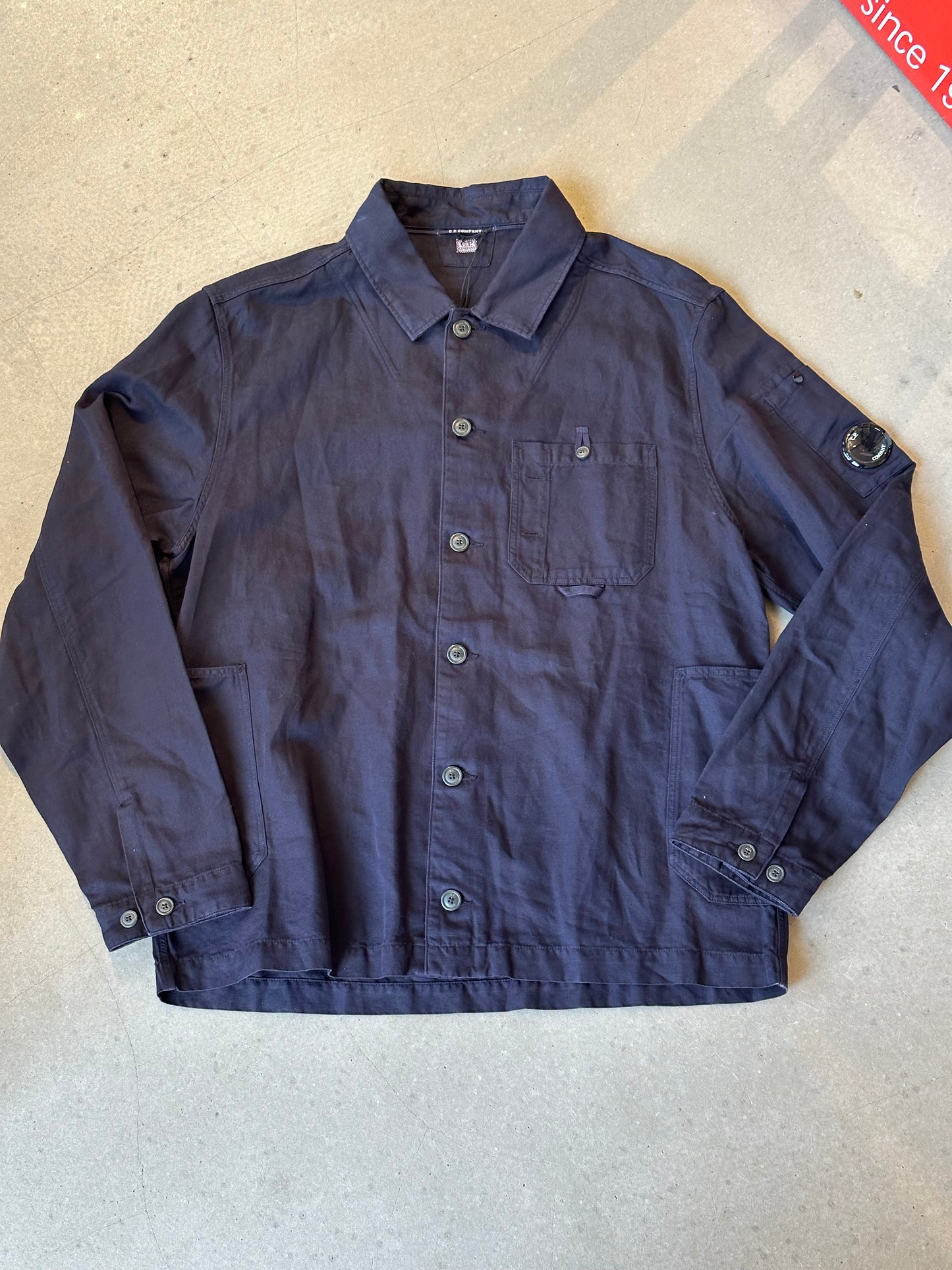 C.P. Company Cotton Linnen Lens Overshirt Total Eclipse Navy