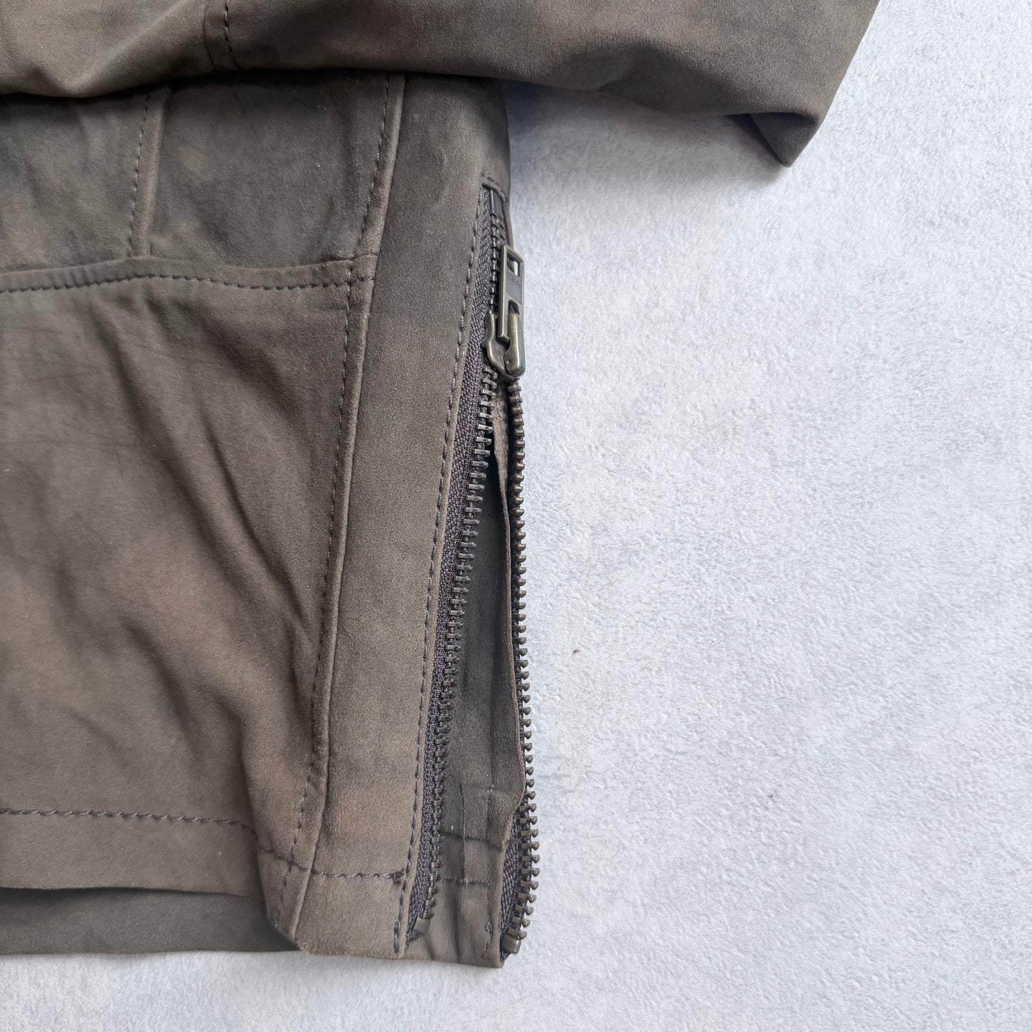 Blue Blood Suede Leather Army Green Jacket Dip Dye M