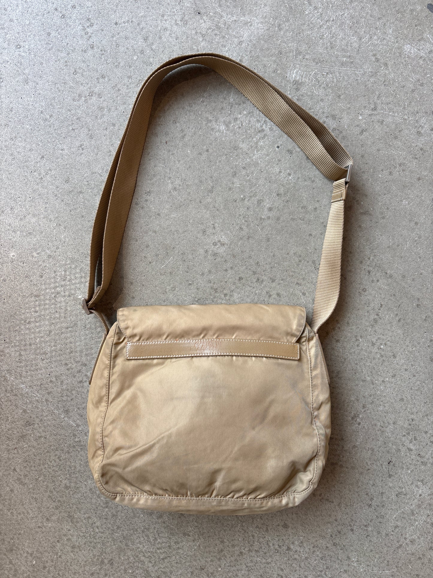 Prada Nylon Single Strap Messenger Bag Cream