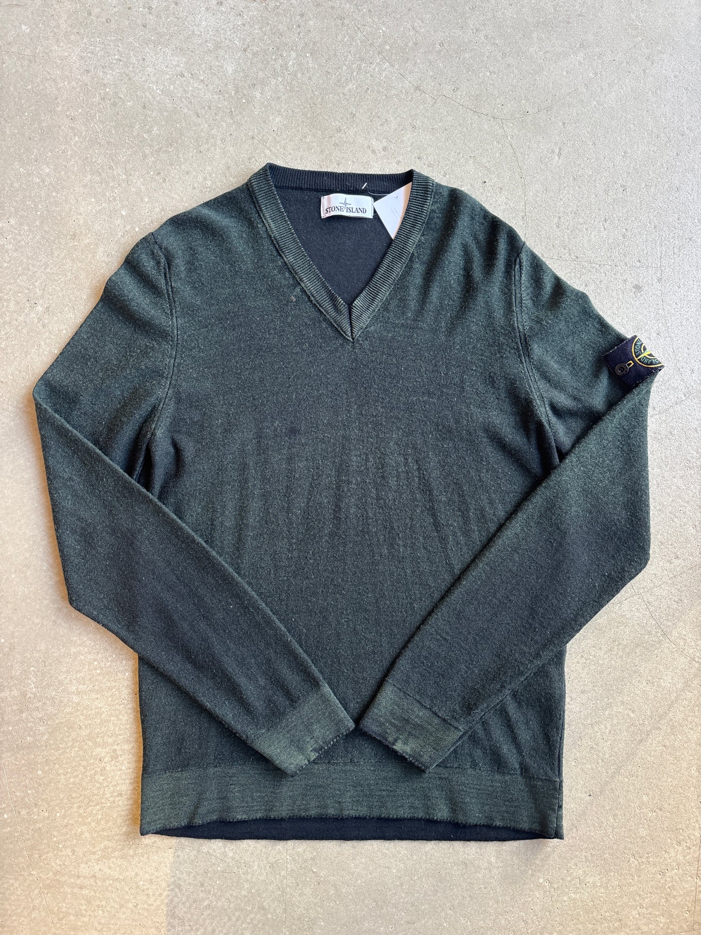 Stone Island Dyed Lana Wool Sweater Green Medium