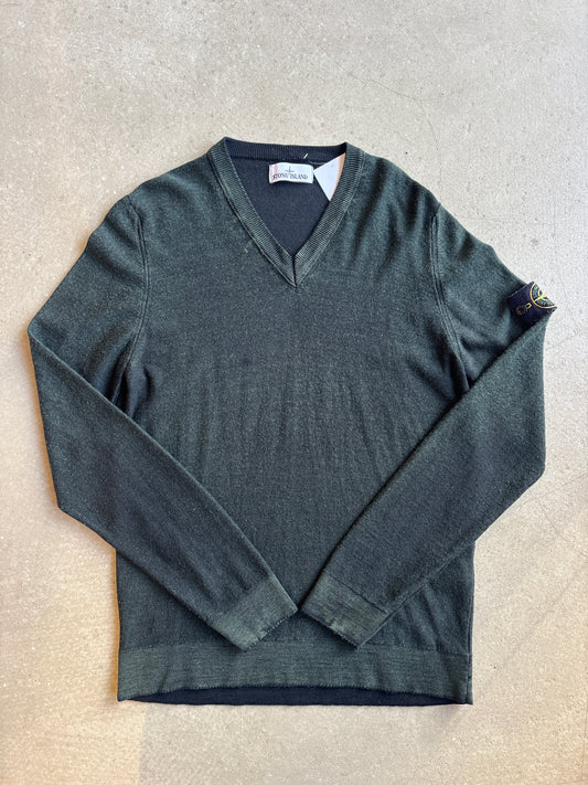 Stone Island Dyed Lana Wool Sweater Green Medium