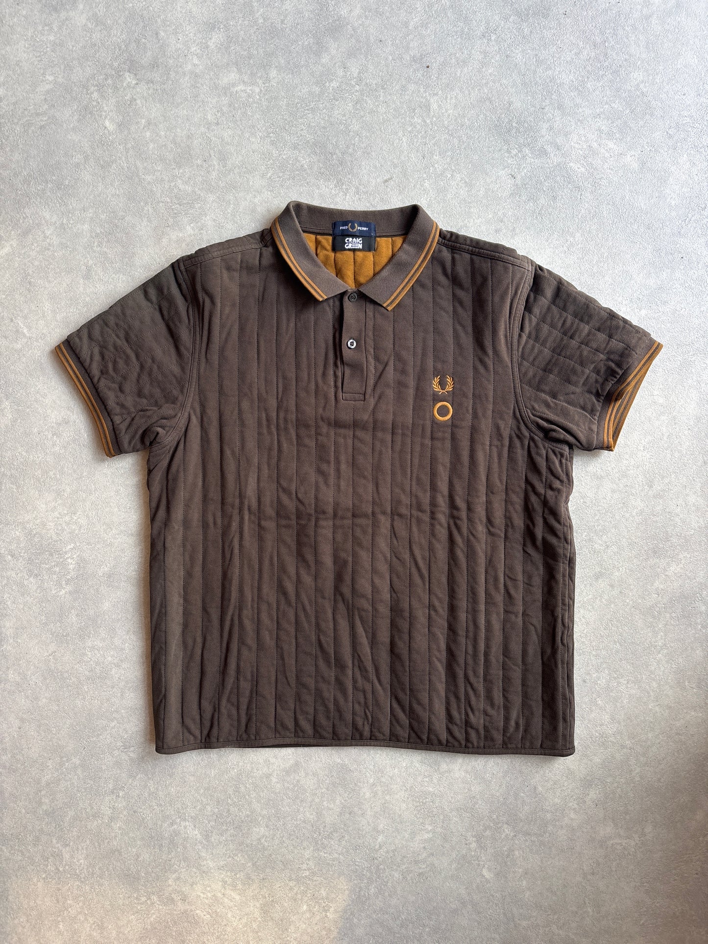 Fred Perry X Craig Green Quilted Polo Shirt Brown Large