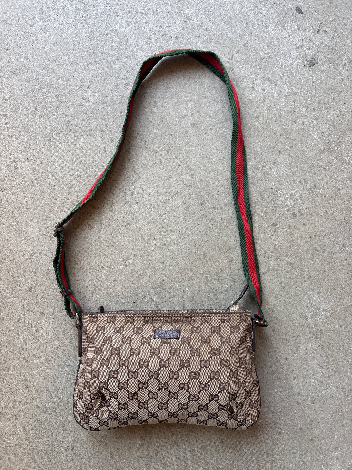 Gucci Monogram Sherry Line Cross Body Bag Brown
