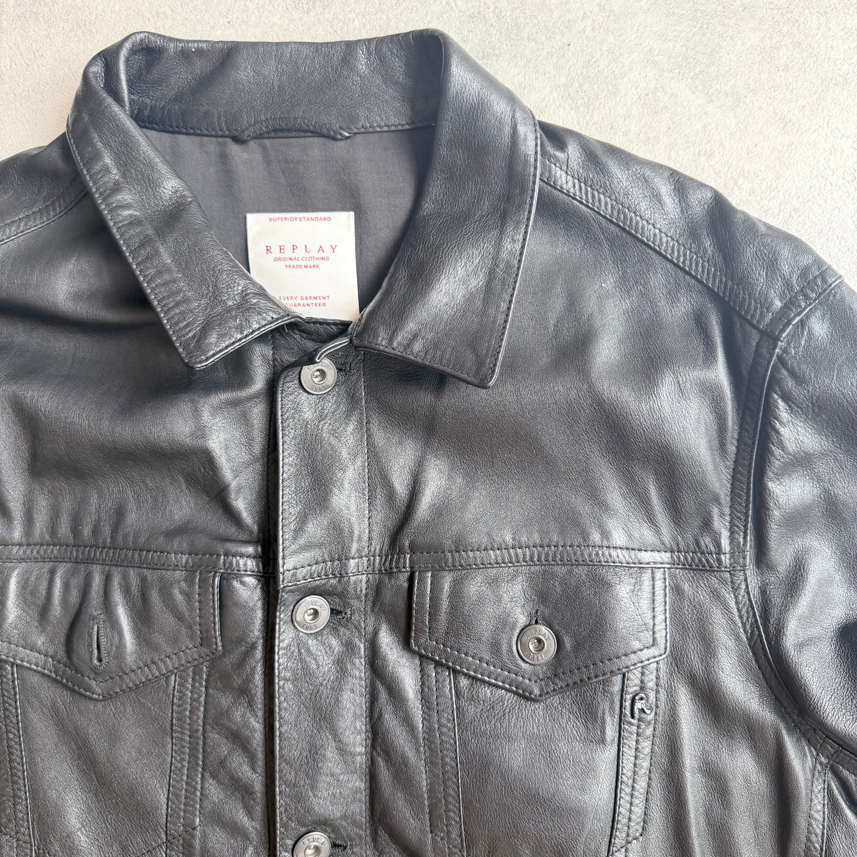 Replay Leather Denim Jacket XL