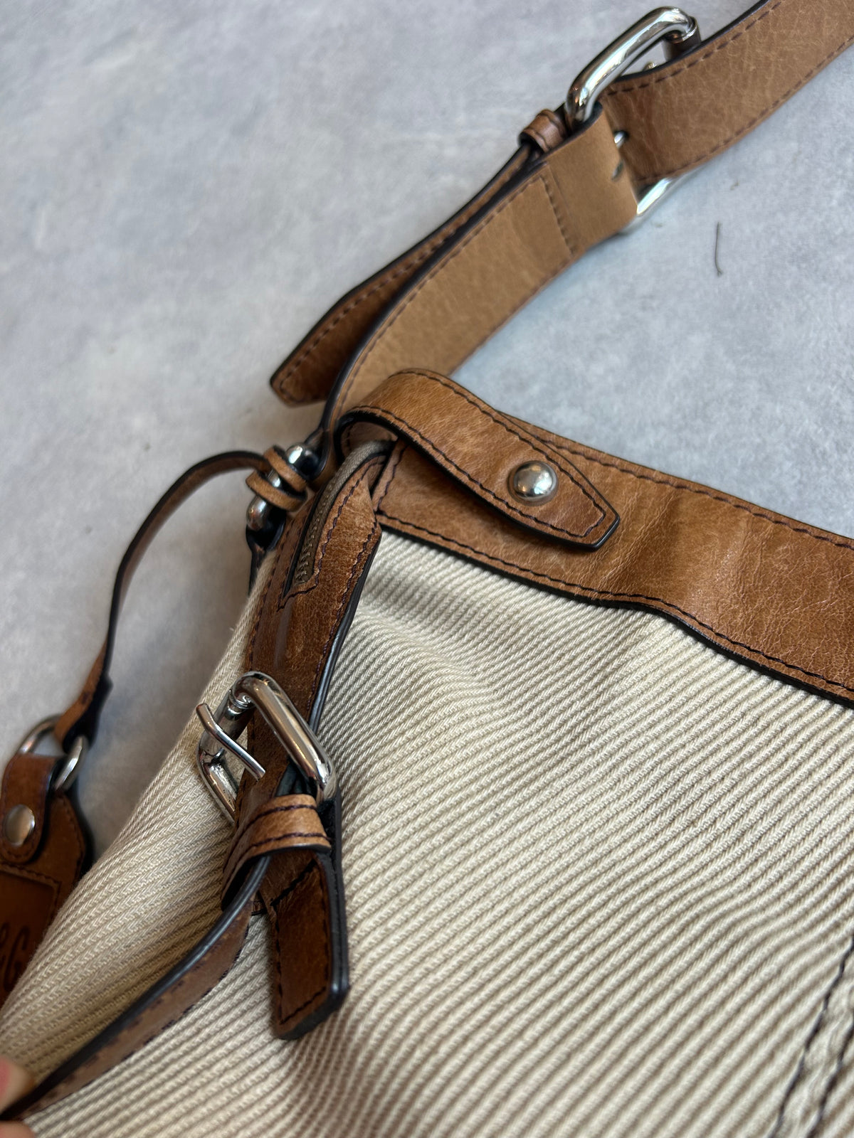 Dolce & Gabbana Corduroy Belt Cross Body Bag Brown