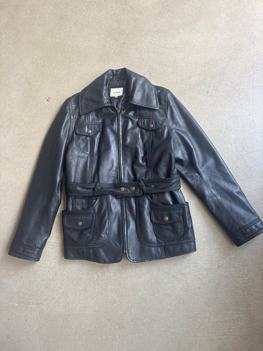Vintage Leather Jacket Black 48