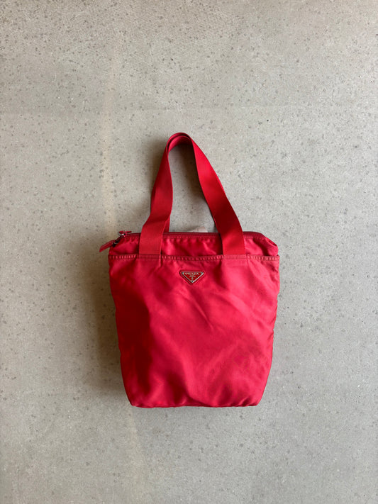 Prada Nylon Tote Bag Red