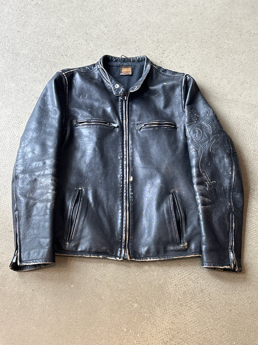 Cast Iron Leather Tribal Jacket Black Large