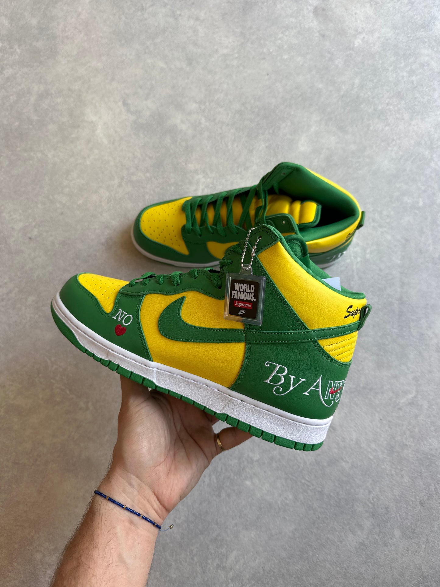 Nike x Supreme Dunk High SB By Any Means 46 Green/yellow