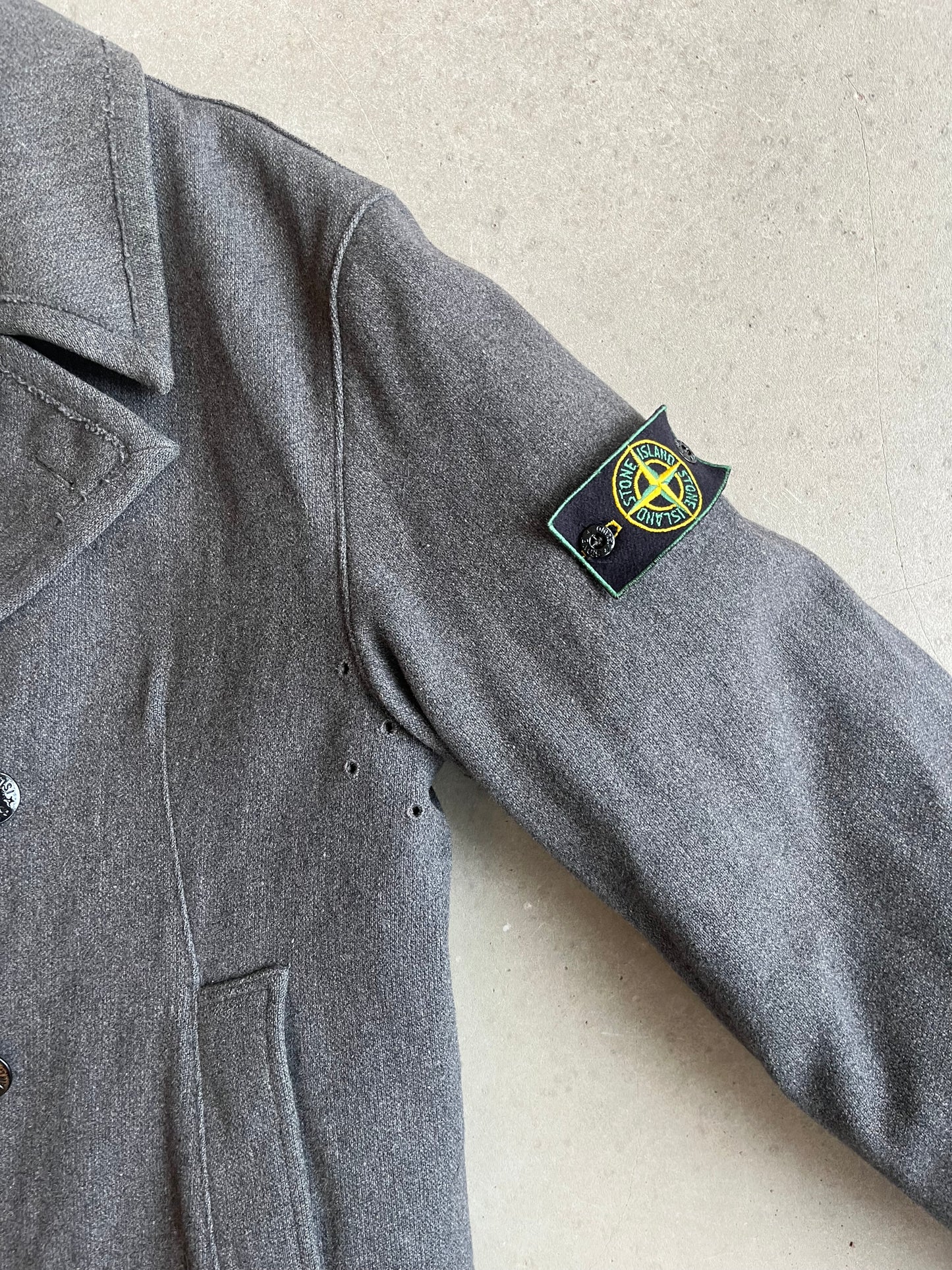 Vintage Stone Island Wool Double Breasted Coat Grey Large