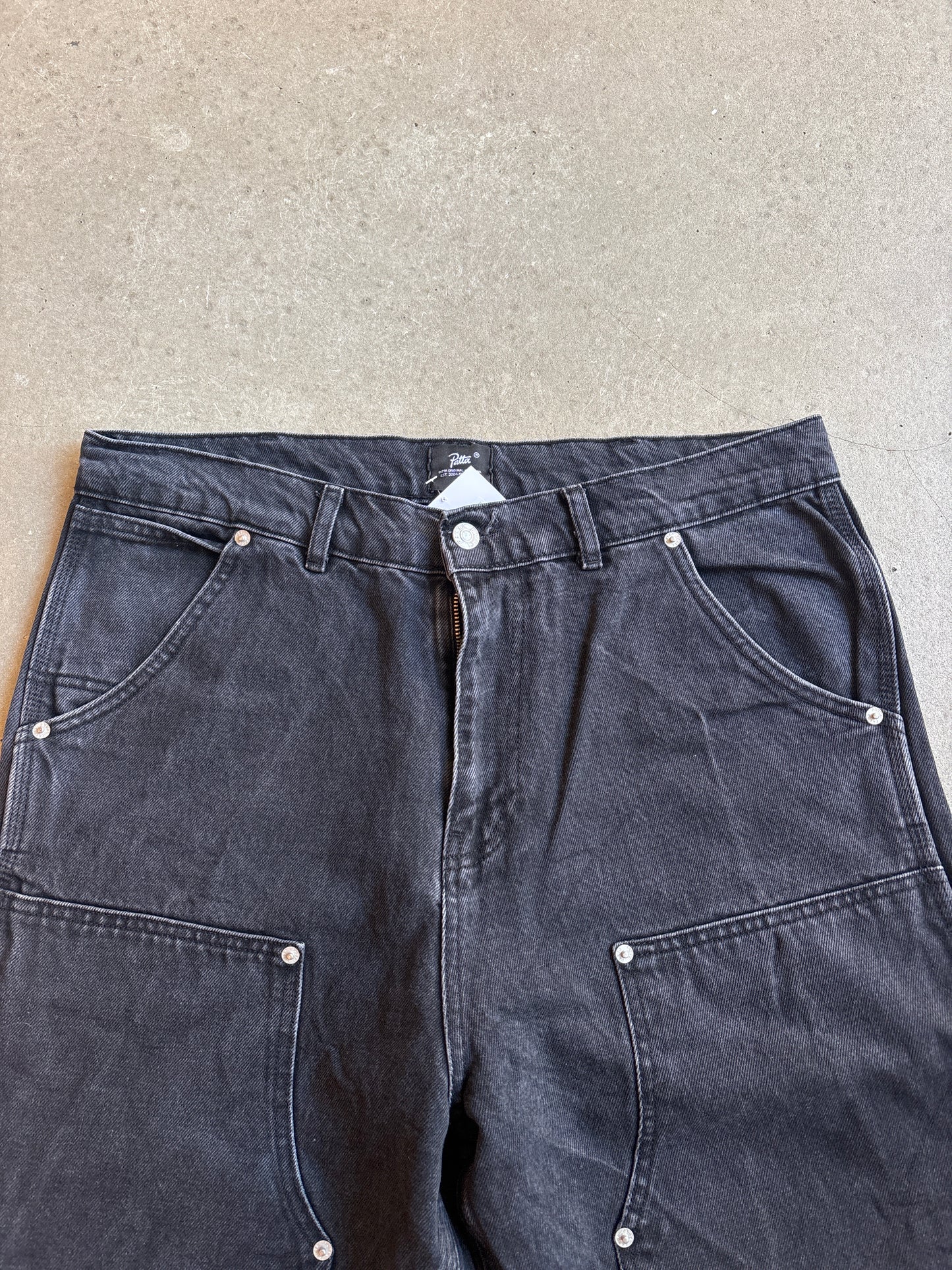 Patta Double Knee Denim Pants Black 34