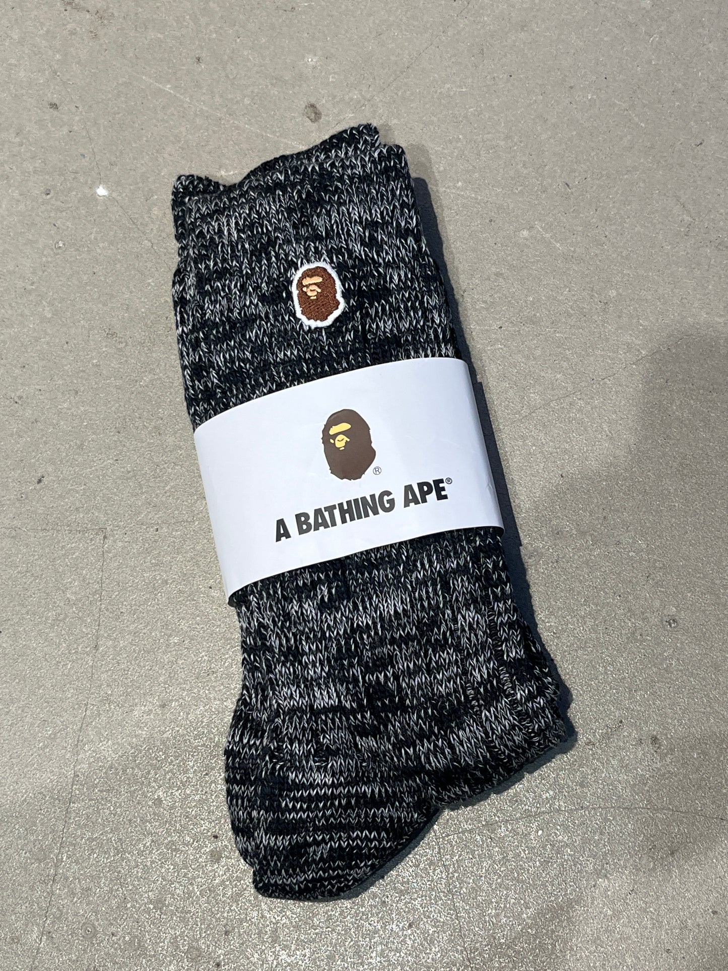 Bape Grey Logo Socks L