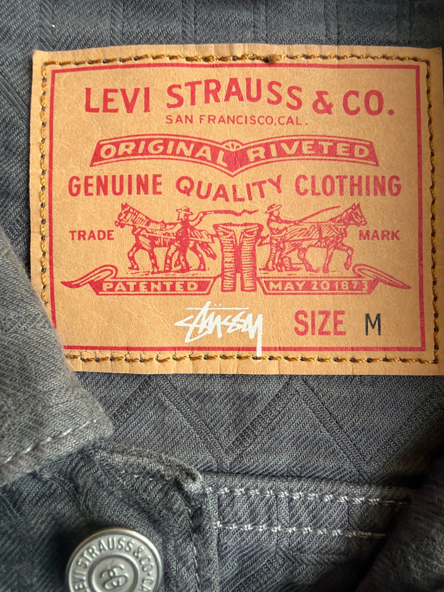 Stussy X Levi's Jacquard Trucker Jacket Grey  M