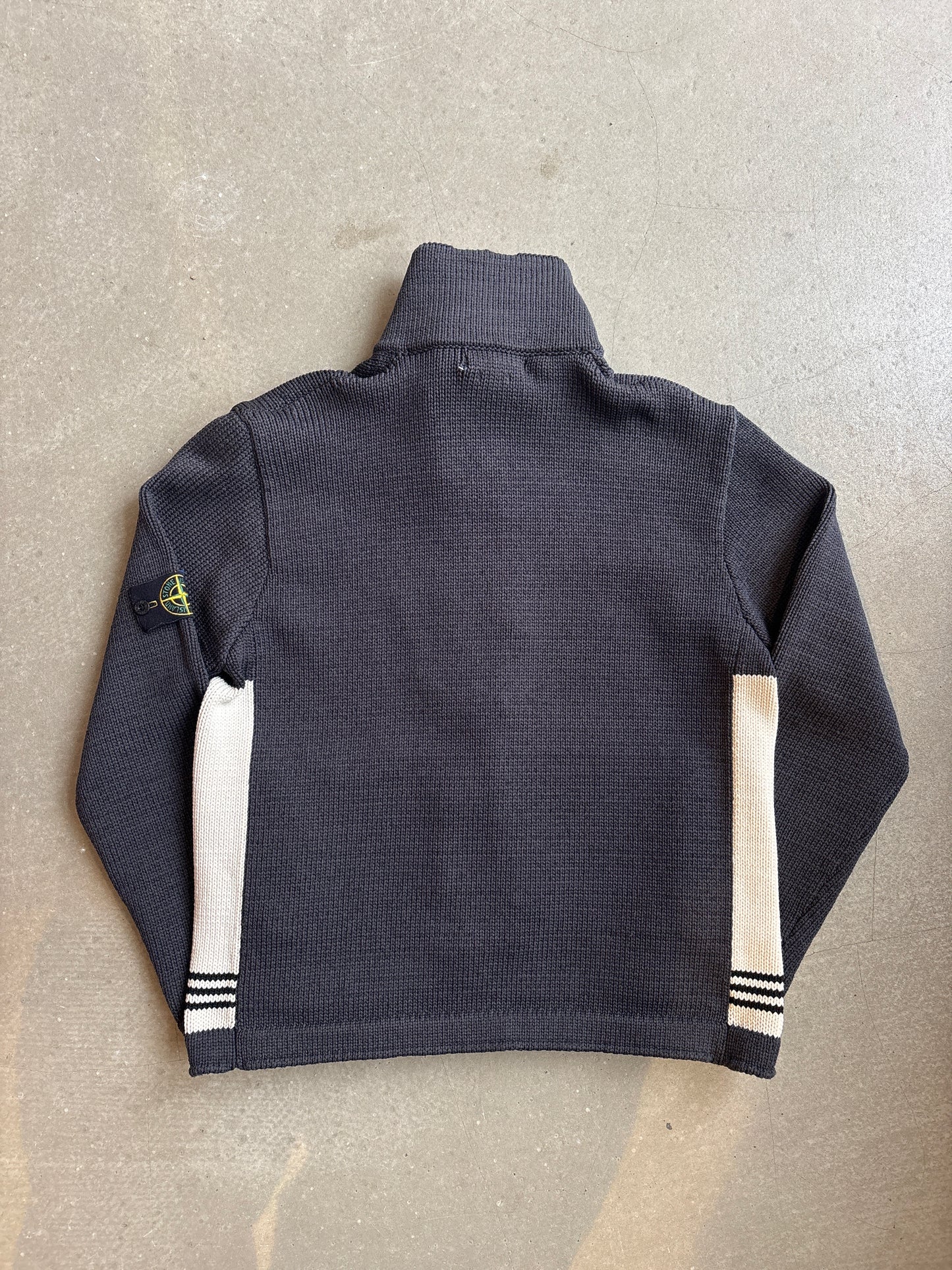 Stone Island Knitted Grey & Blue Nylon Jacket L