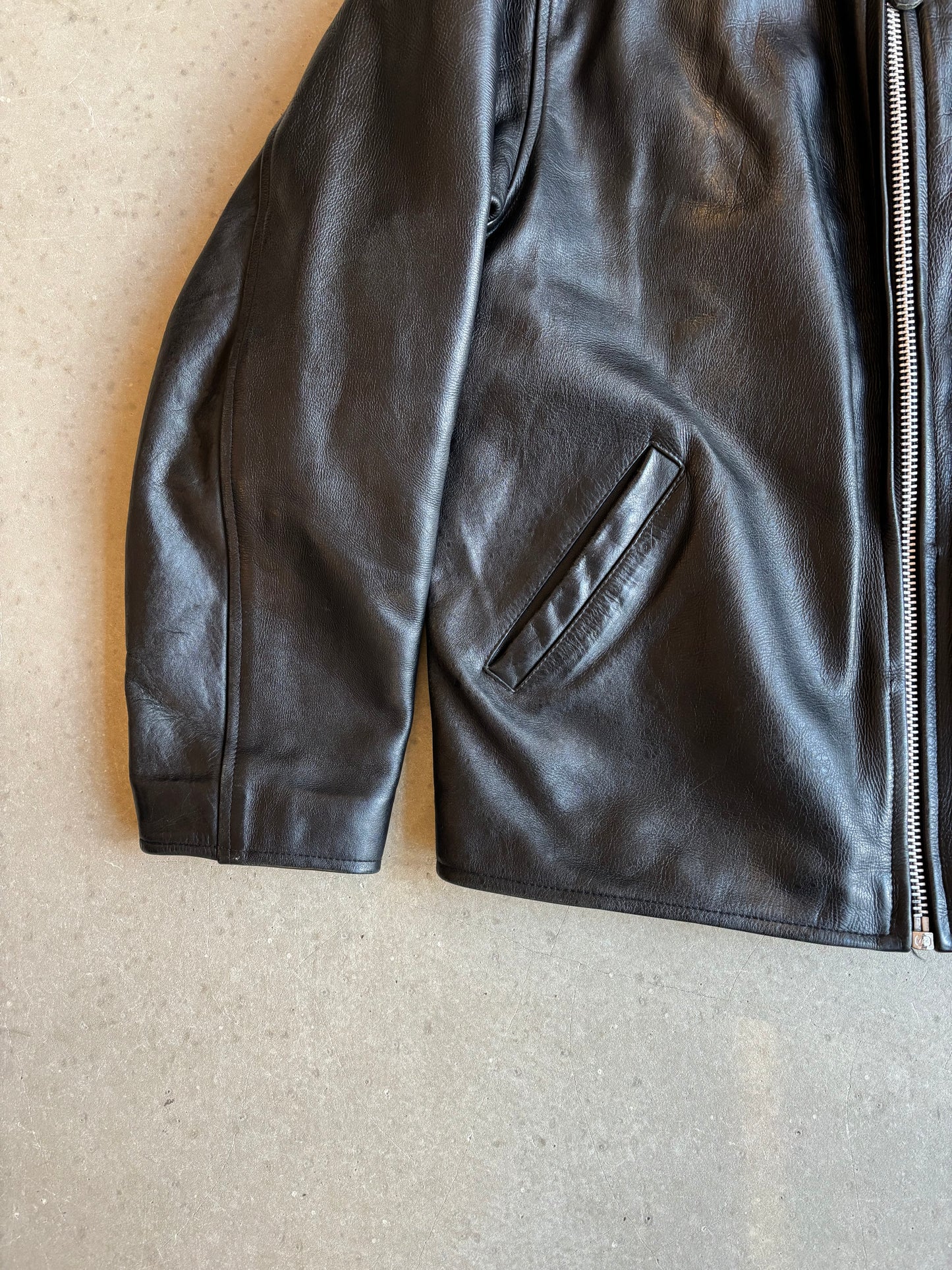 Schott Leather Padded Jacket Black Medium