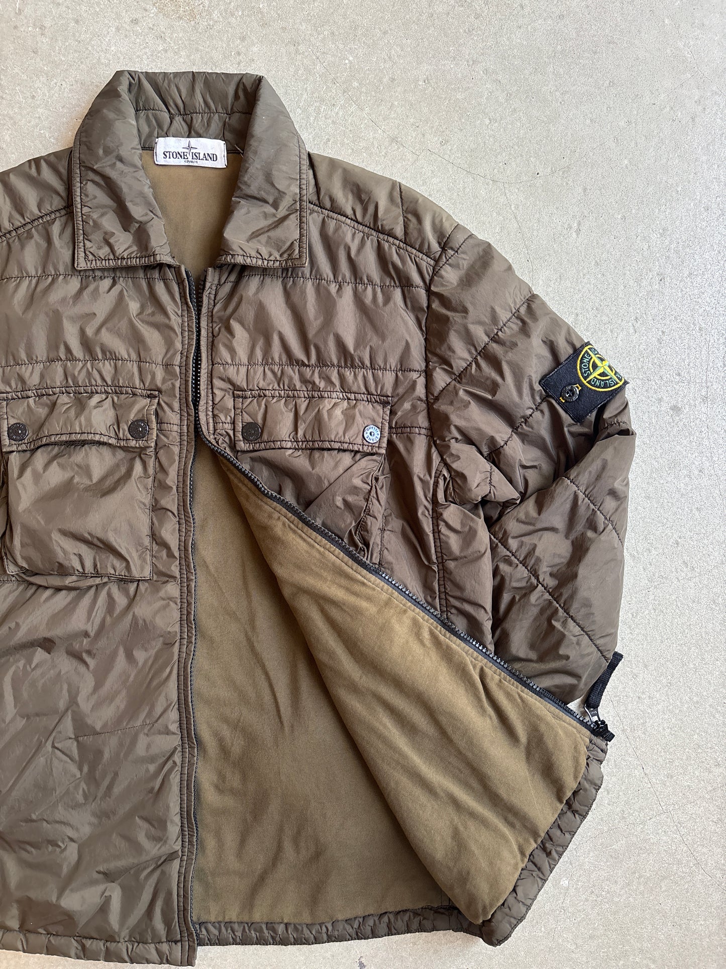 Stone Island Micro Yarn Cotton Lined Overshirt Jacket Brown M