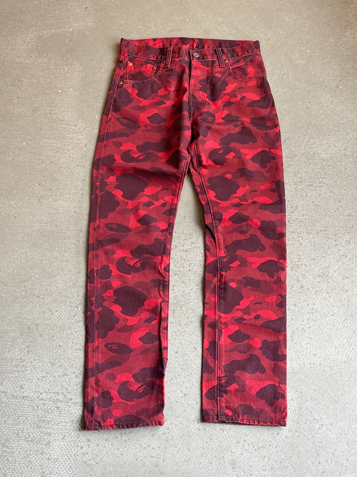 Levi's X Bape Camo Red Pants Size W 30 X L 32