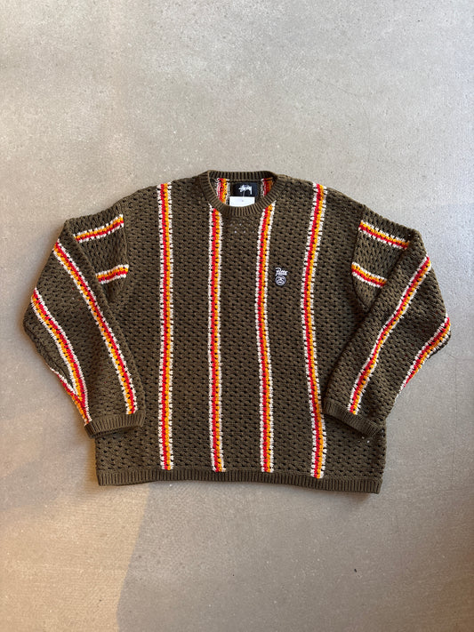 Stussy x Patta Striped Loose Gauge Sweater Olive L