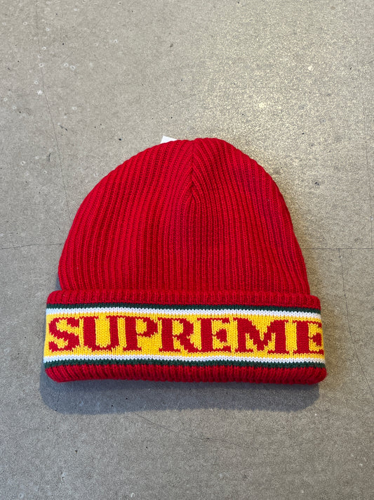 Supreme Cuff Logo Beanie Red