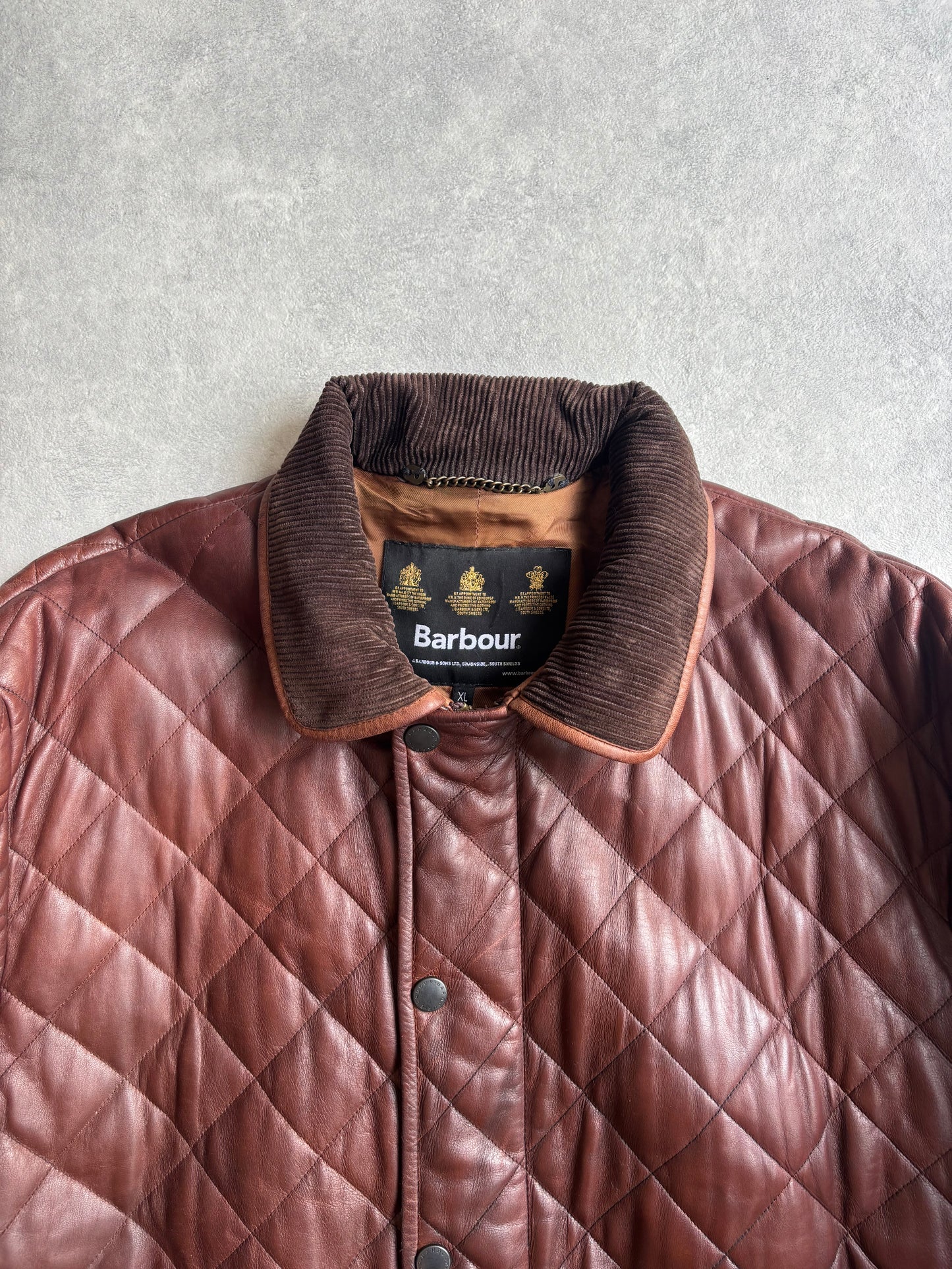 Barbour Brown Leather Jacket XL