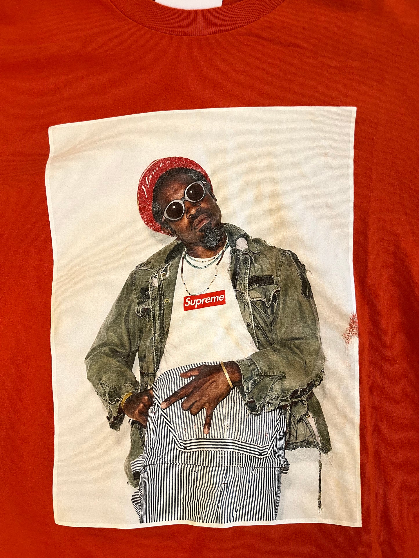 Supreme Andre 3000 Photo Tee Orange Medium