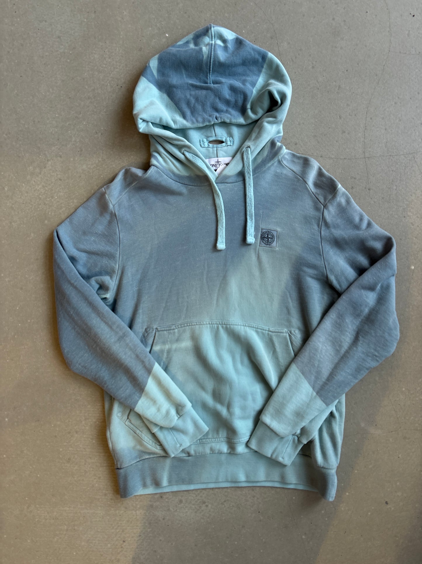 Stone Island Faded Logo Patch Hoodie Blue M