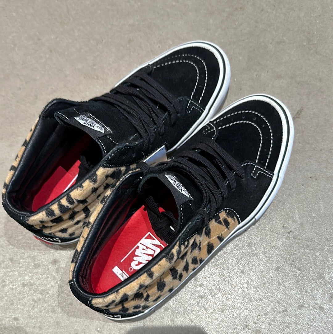 Vans Sk8-Mid Supreme Velvet Leopard Black Size 41