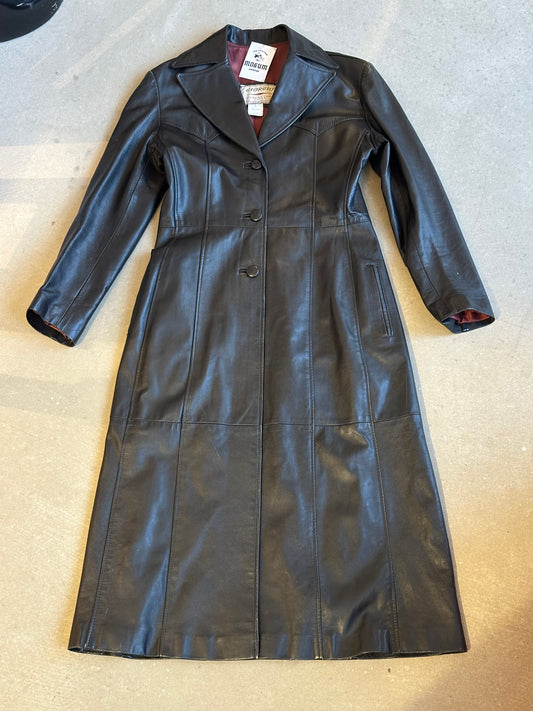 Giorgio Collection Leather Long Black Jacket Size M