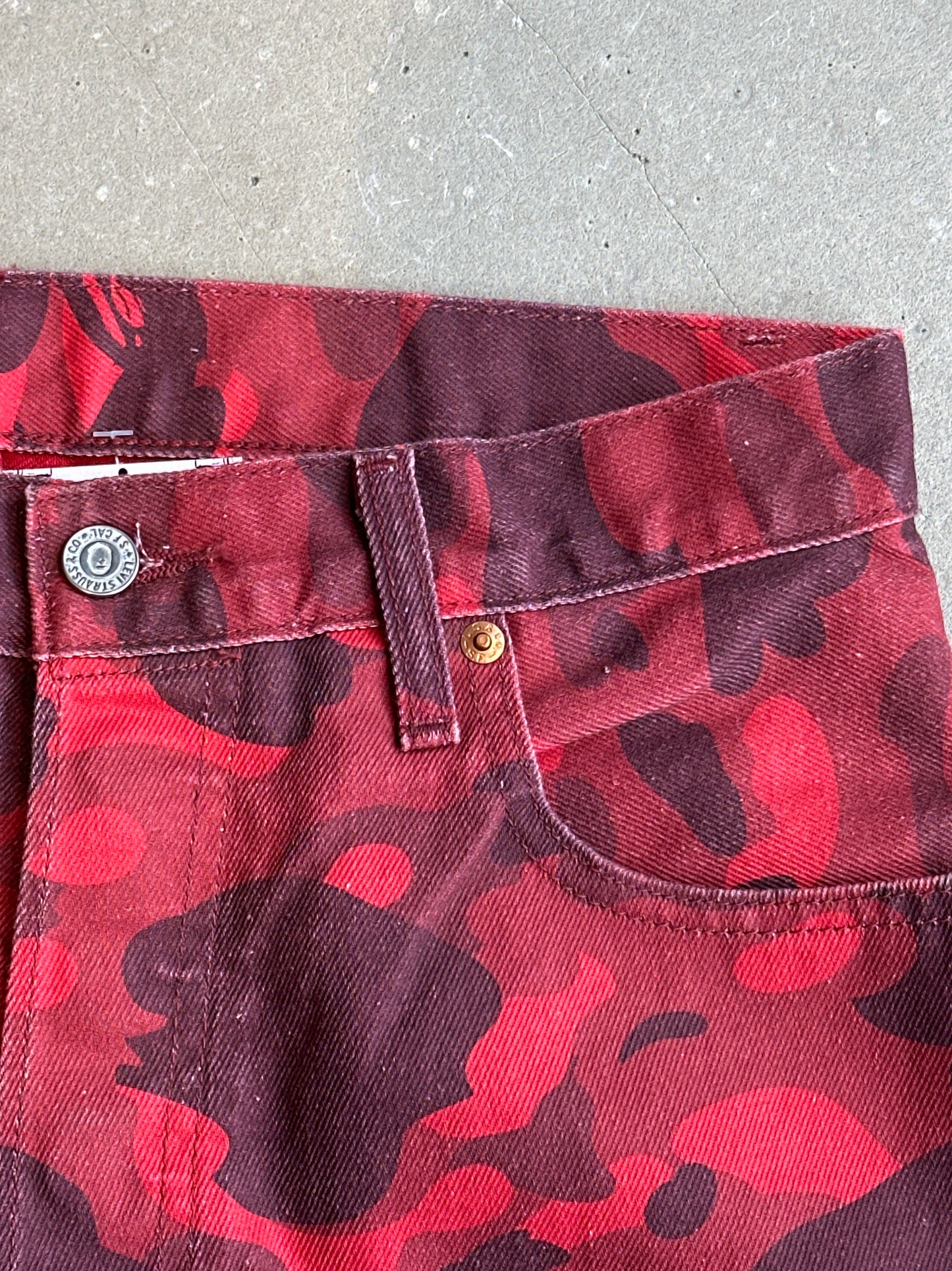 Levi's X Bape Camo Red Pants Size W 30 X L 32