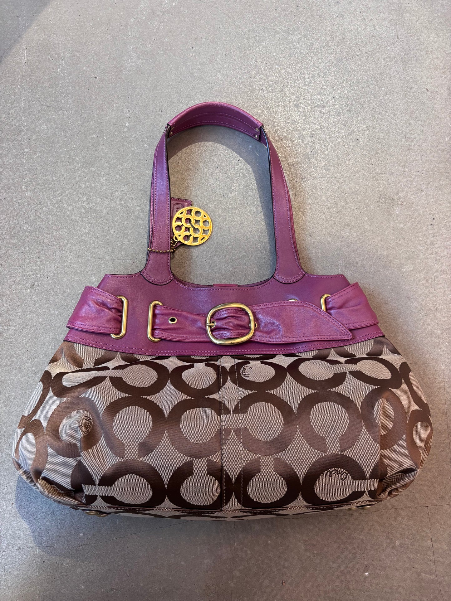 Coach Monogram Belt Handbag Purple