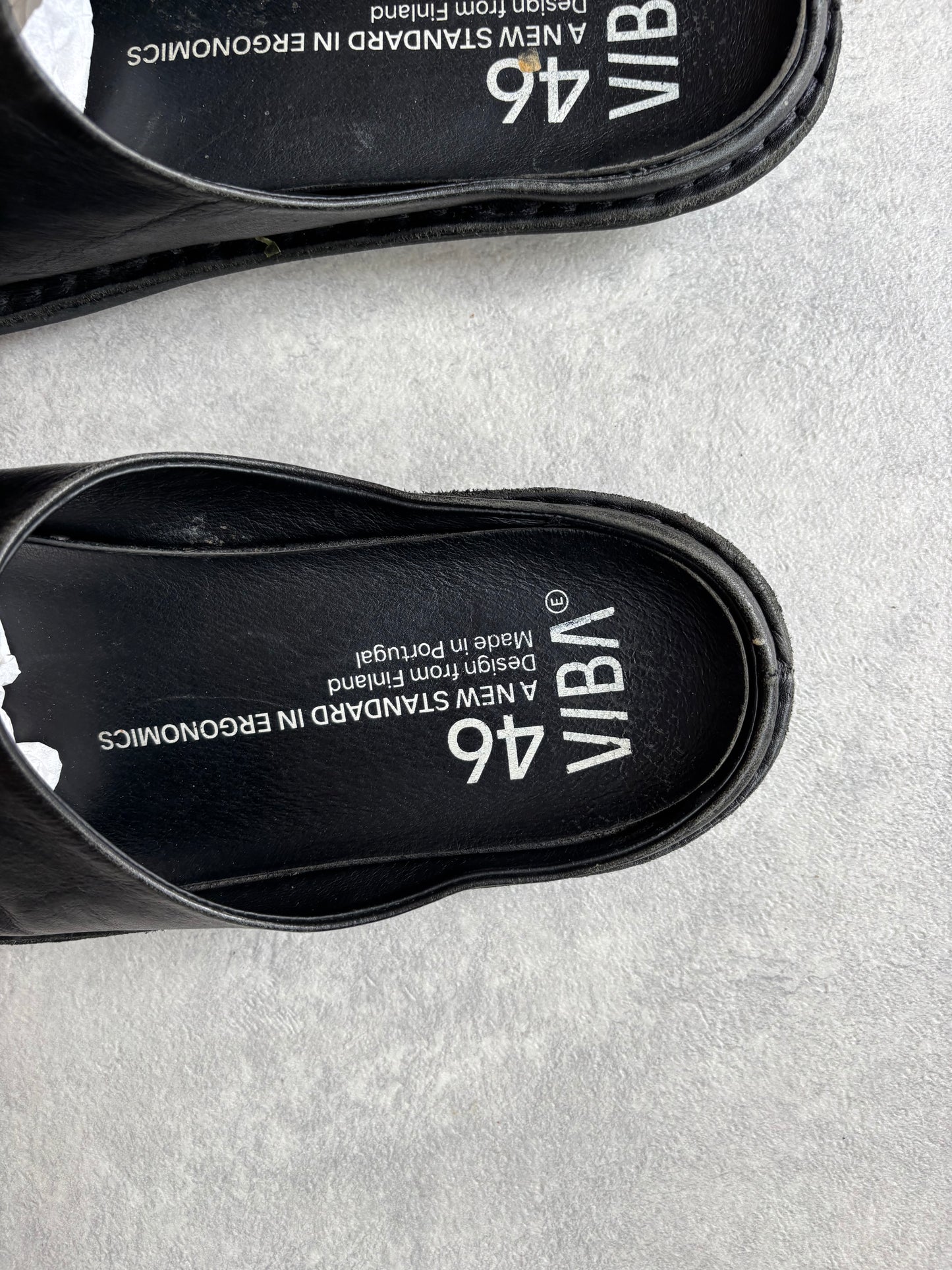 VIBAe Roma Leather Black Mule EU46