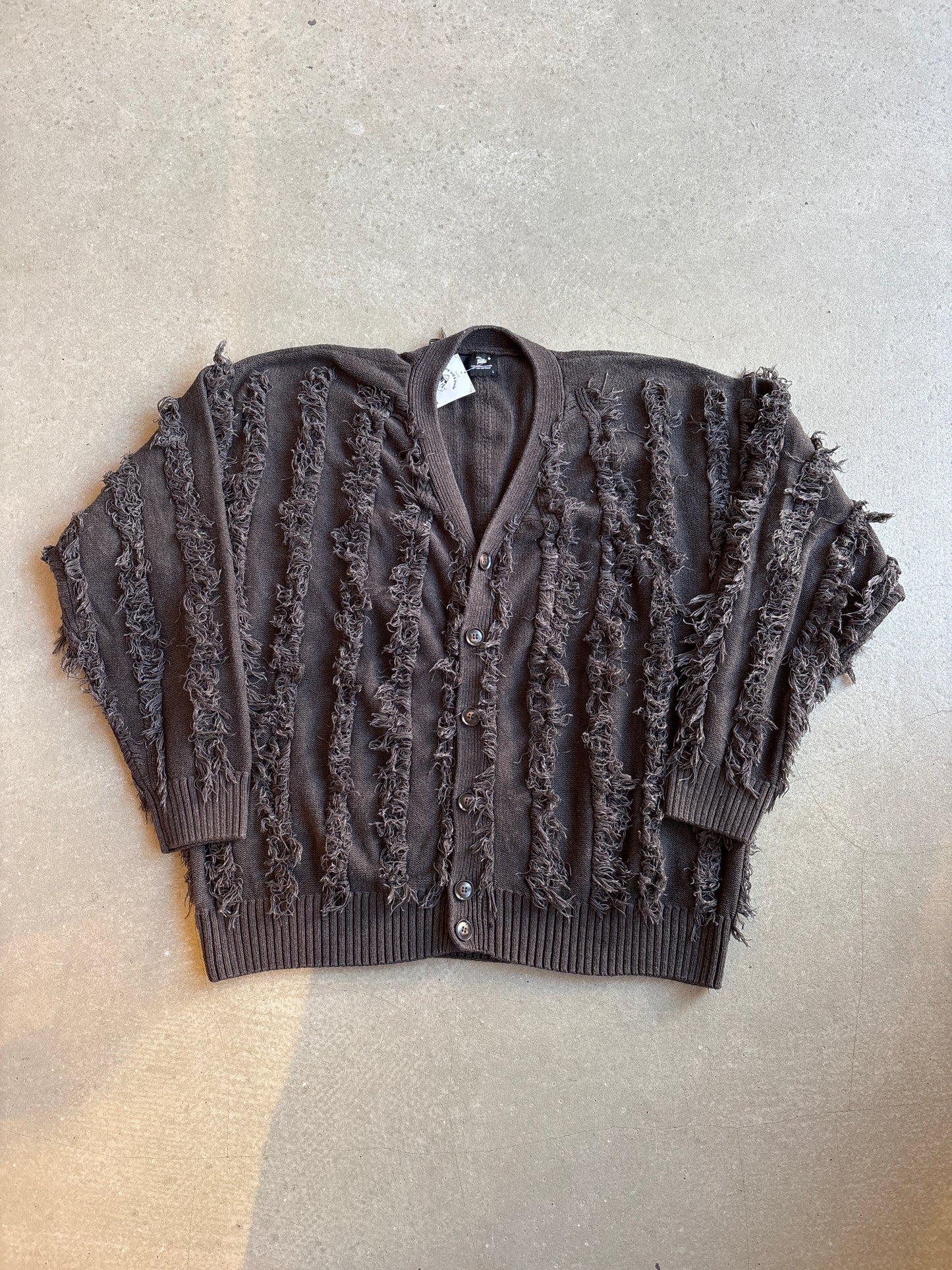 Patta Fringed Knitted Cardigan Brown L