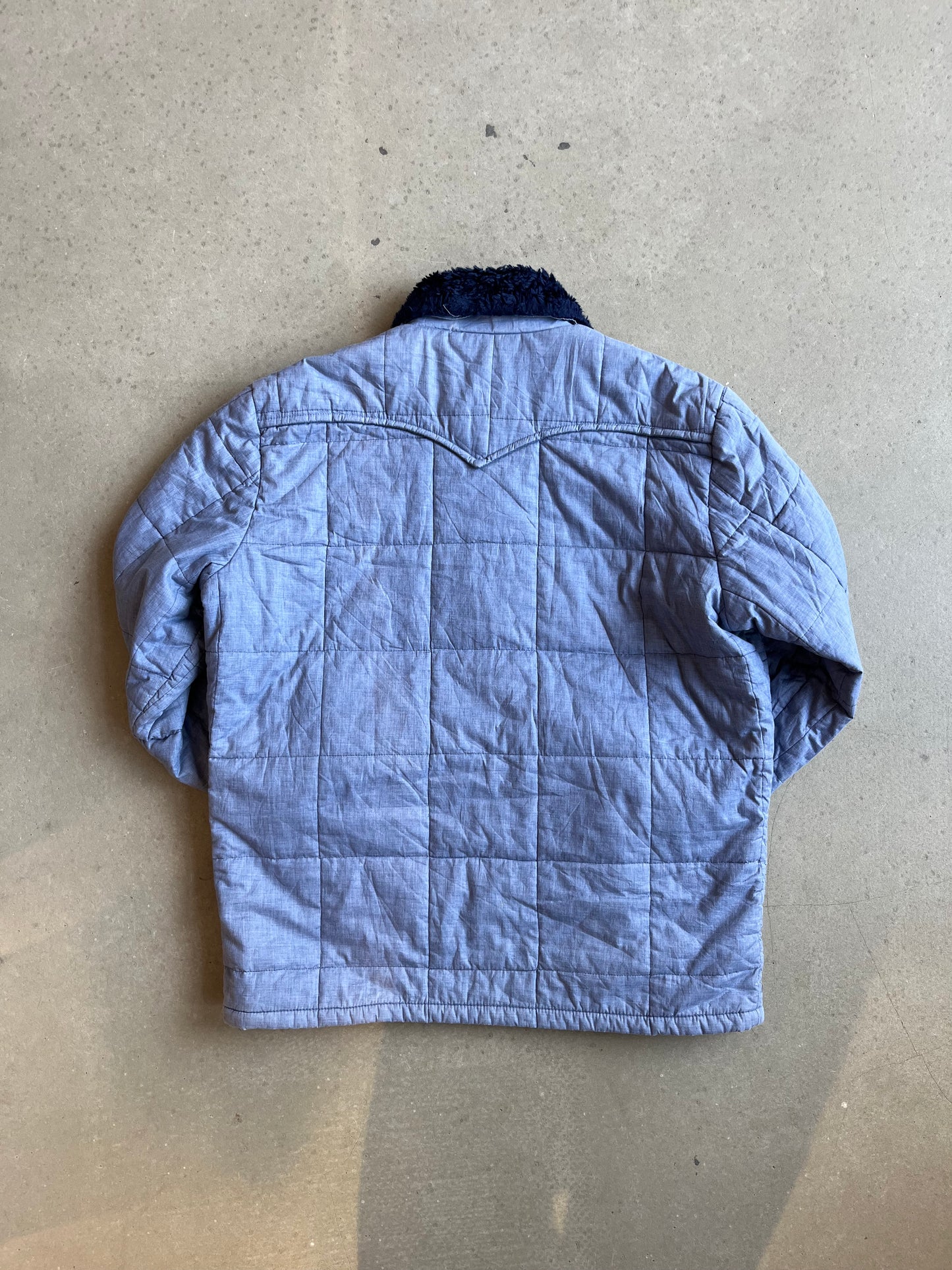 Vintage Checkered Workwear Jacket Blue XL