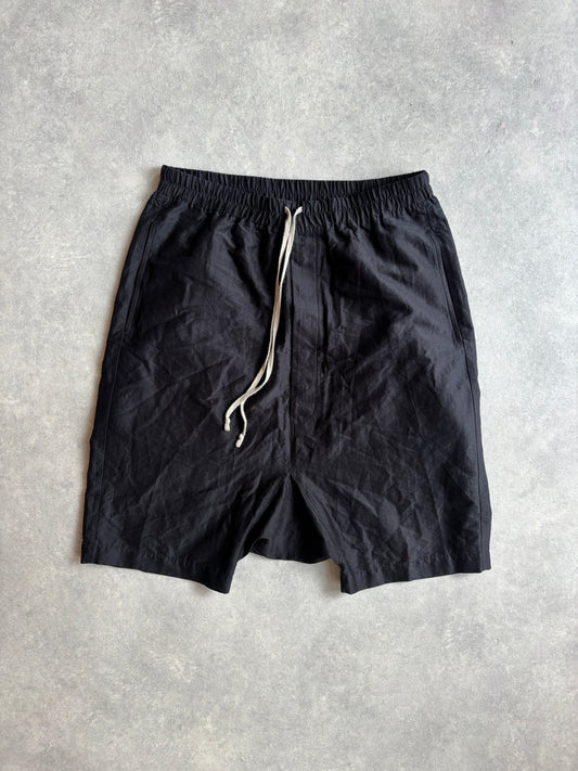 Rick Owens Drop Crotch Silk Babel Shorts Black Size 52