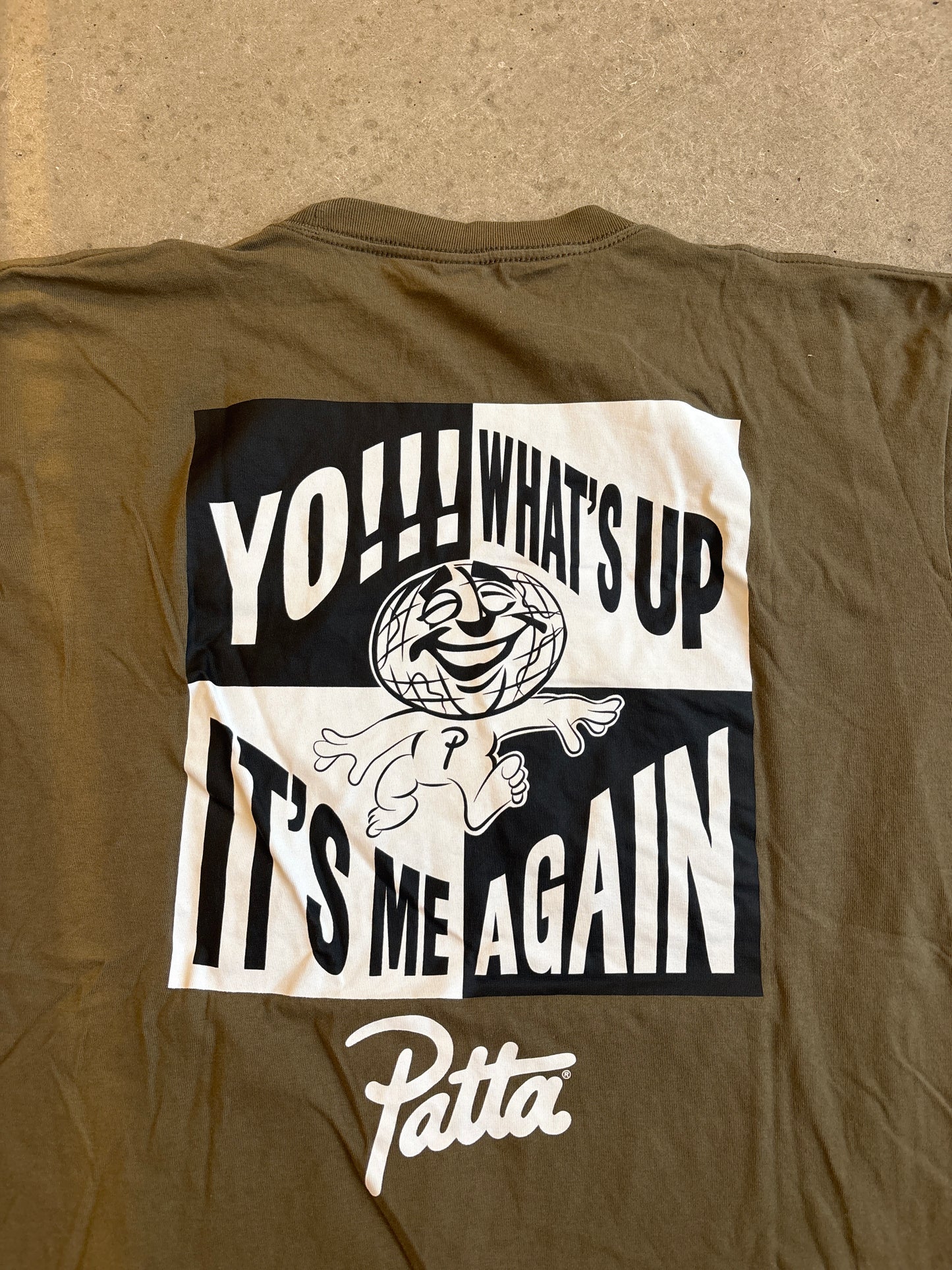 Patta Yo What’s uUp Its Me Again Tee Khaki L