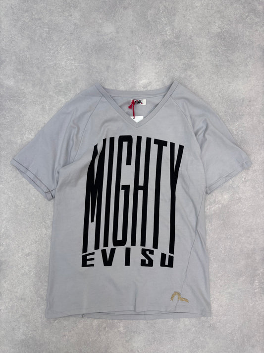 Evisu Genes Mighty Print V-Neck Tee Grey Medium