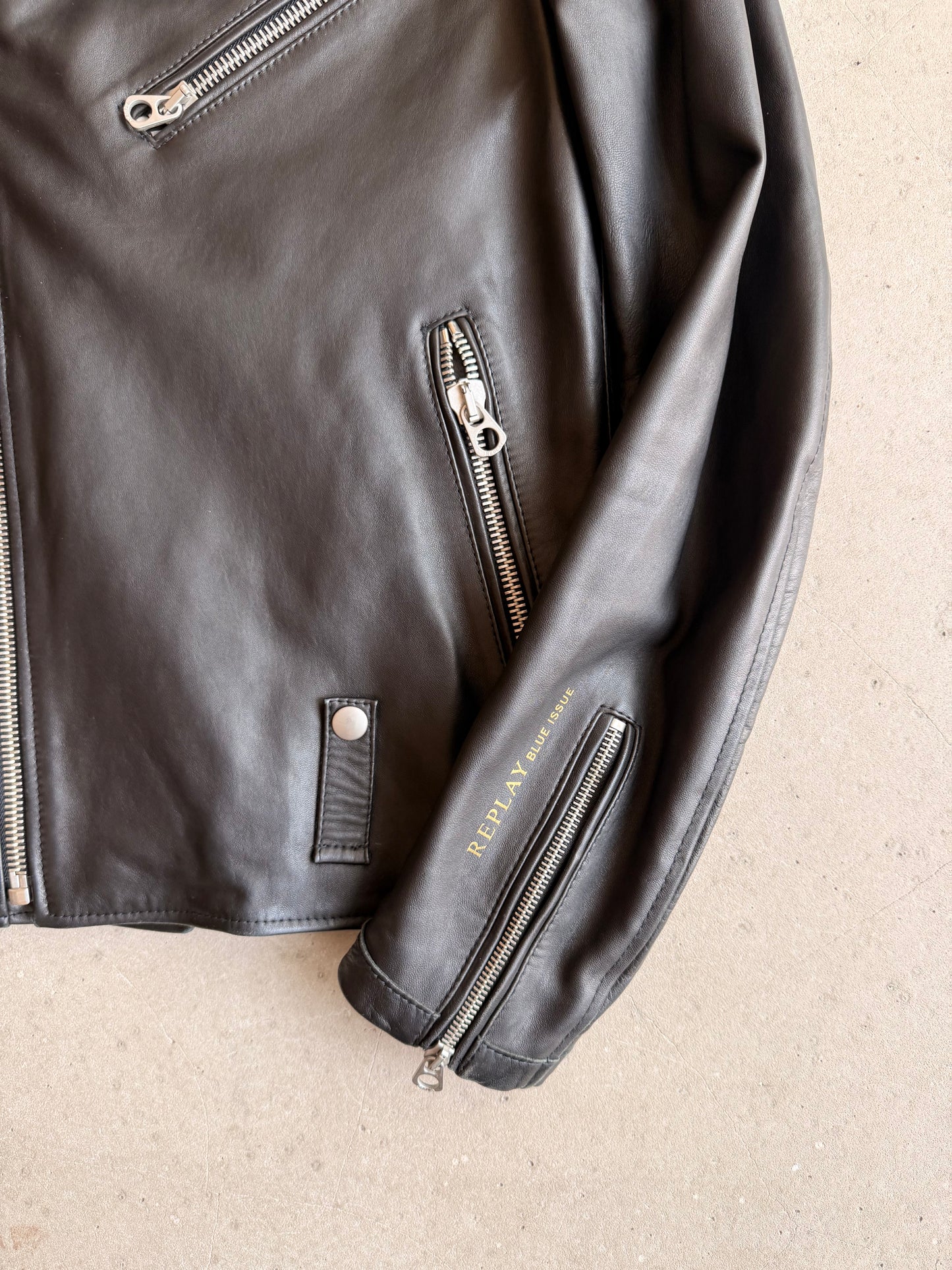 Replay Leather jacket BikerStyle Black M
