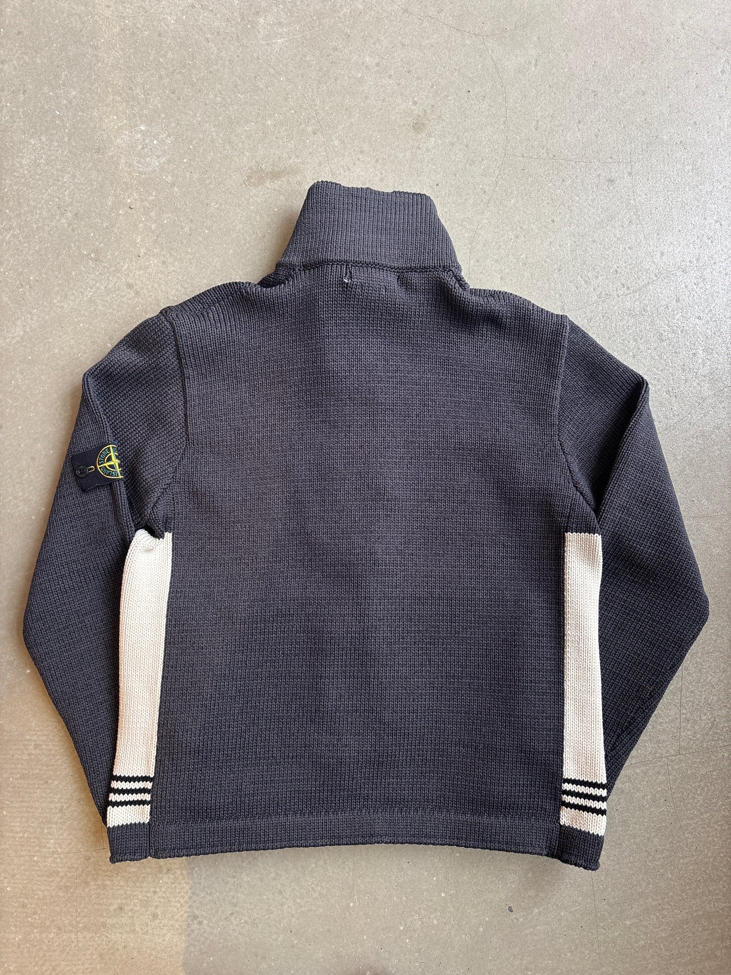 Stone Island Knitted Grey & Blue Nylon Jacket L