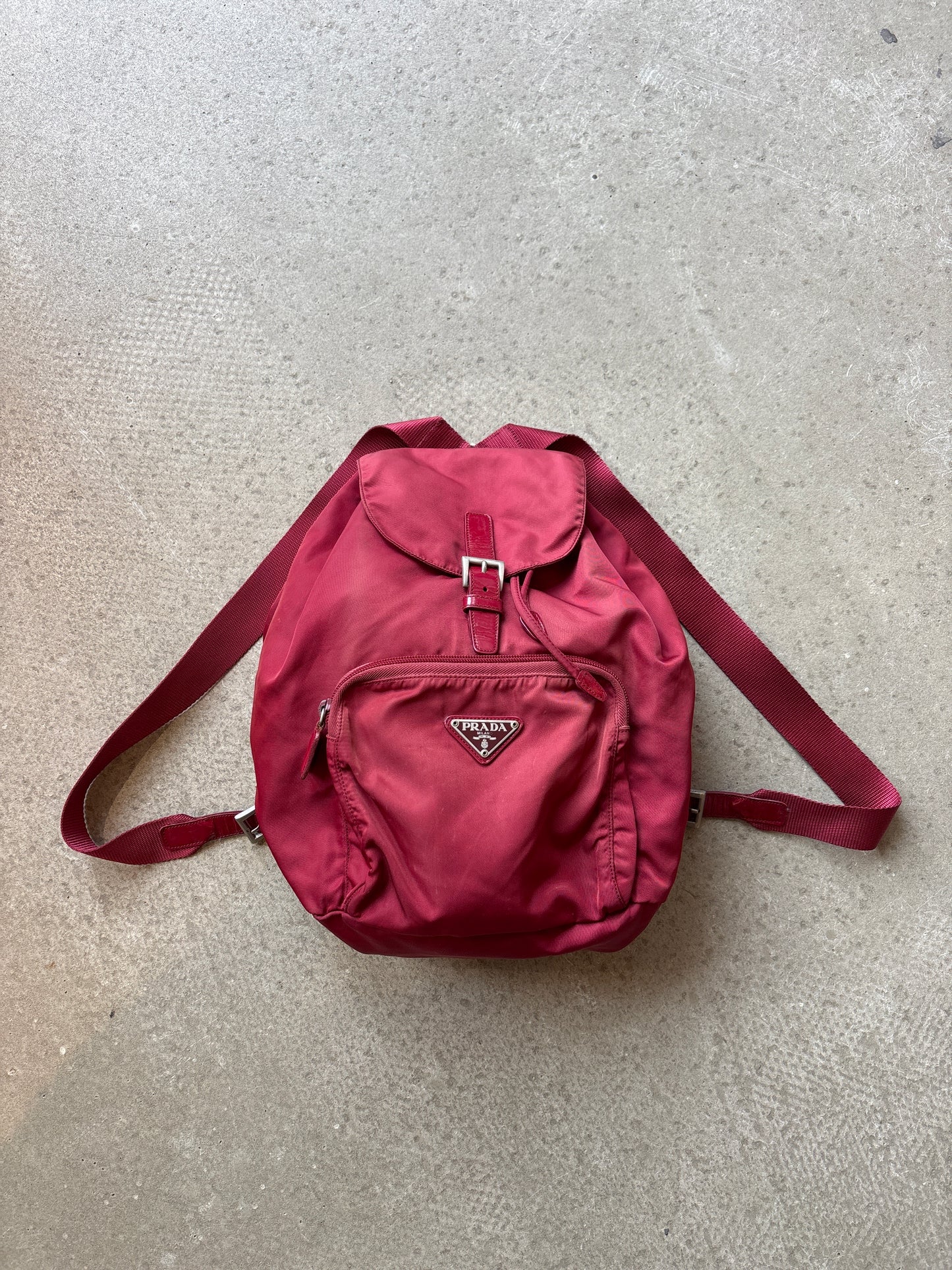 Prada Drawstring Backpack Red