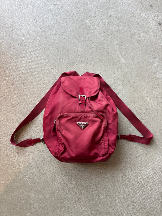 Prada Drawstring Backpack Red