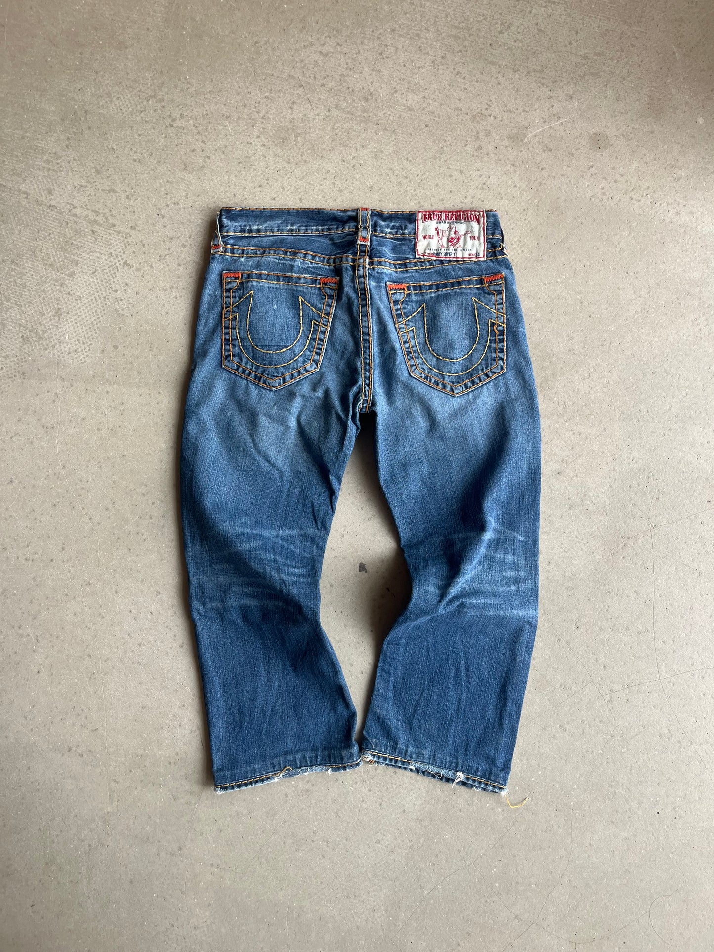 True Religion Bobby Super T Orange Stitch Jeans 36