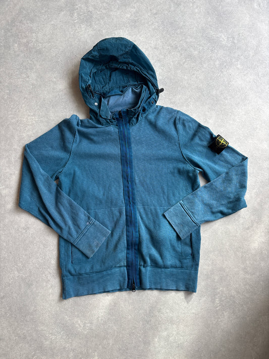 Stone Island Zip Up Garment Dyed Hoodie L