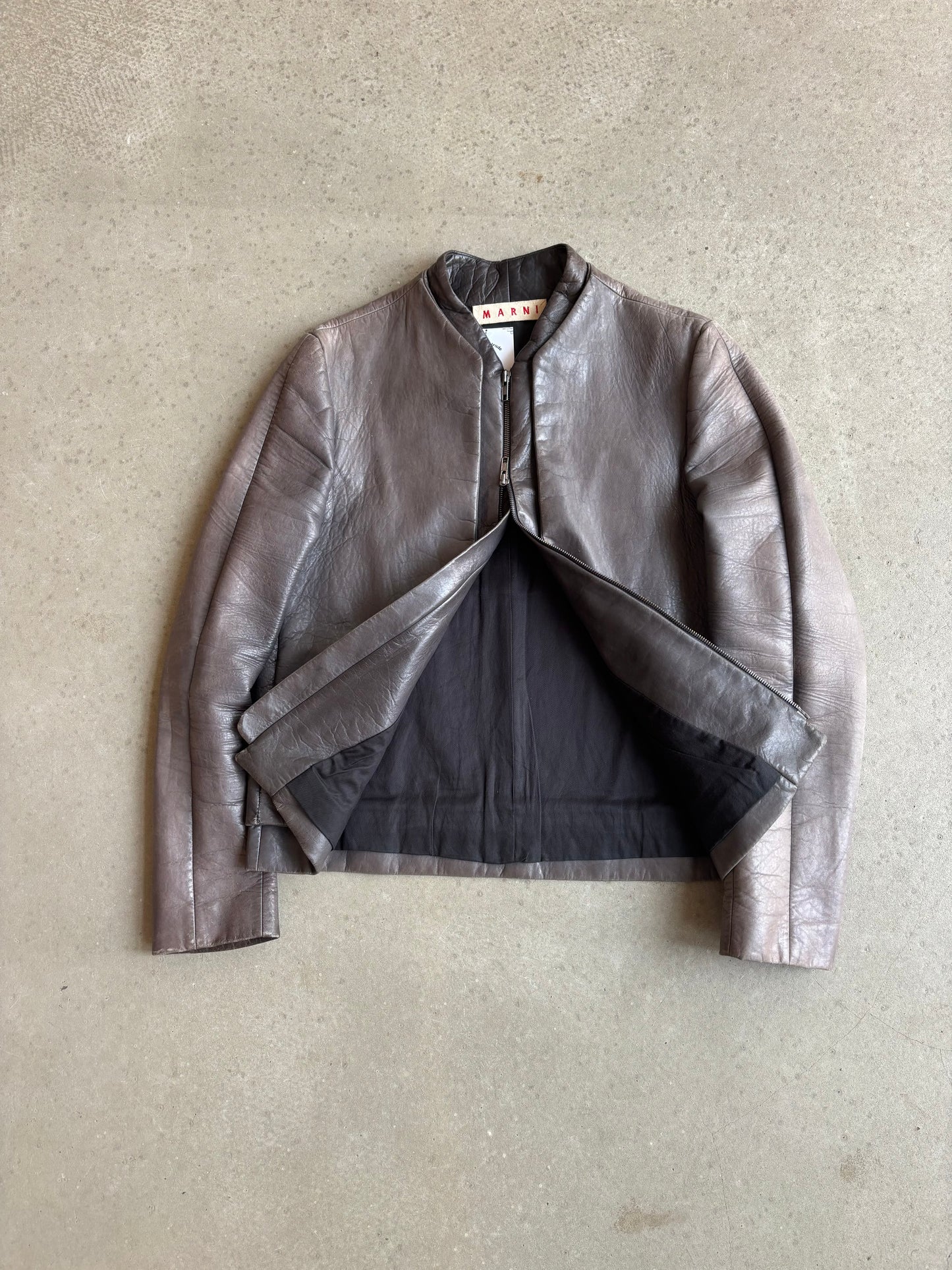 Marni Gumy Double Leather Jacket Grey Medium