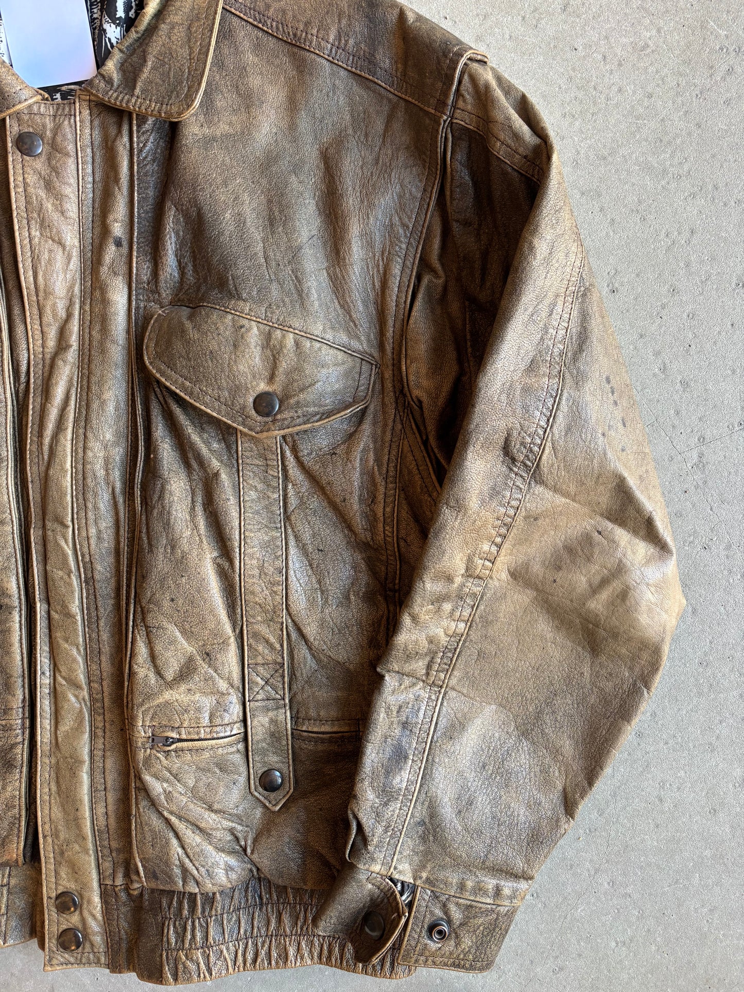 Vintage Ball League Leather Jacket Brown Medium